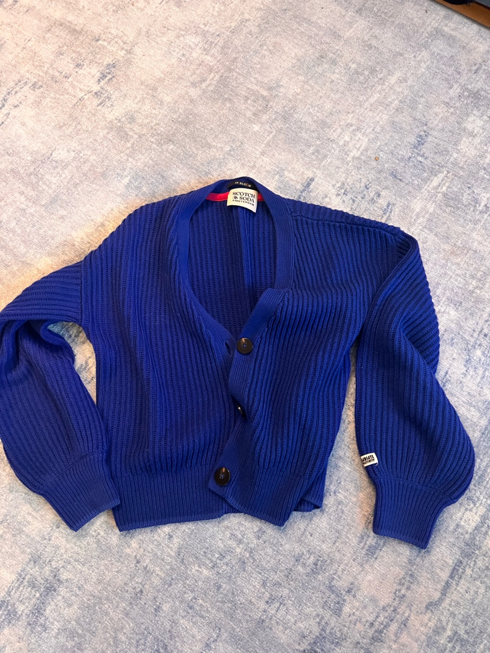 Scotch & Soda Royal Blue Ribbed Cardigan Sweater